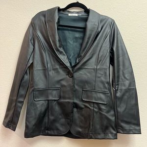 Black Faux Leather Blazer in size small!